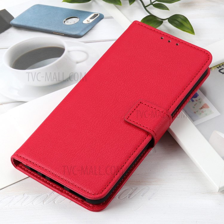 Litchi Skin Leather Wallet Case for Samsung Galaxy A71 - Red-10