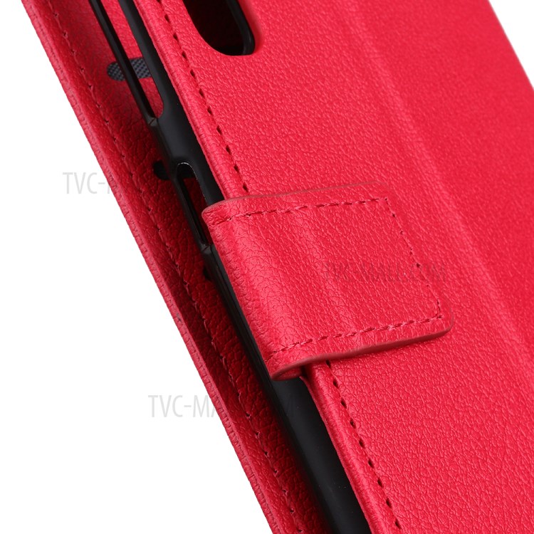 Litchi Skin Leather Wallet Case for Samsung Galaxy A71 - Red-4
