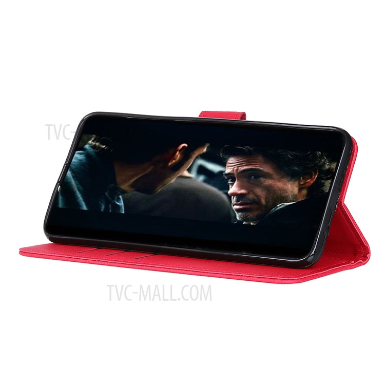 Litchi Skin Leather Wallet Case for Samsung Galaxy A71 - Red-7