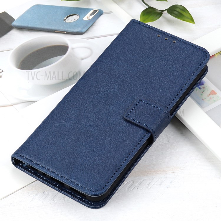 Litchi Skin Leather Wallet Case for Samsung Galaxy A71 - Blue-10