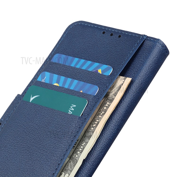 Litchi Skin Leather Wallet Case for Samsung Galaxy A71 - Blue-5