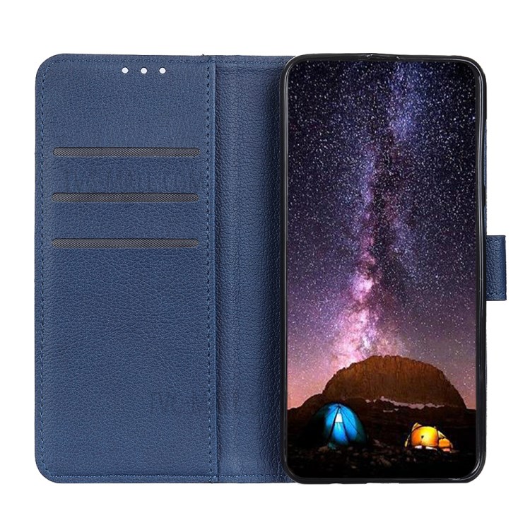 Litchi Skin Leather Wallet Case for Samsung Galaxy A71 - Blue-6