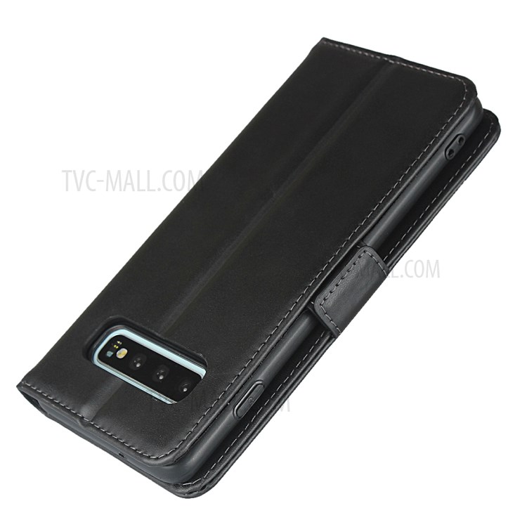 Magnet Adsorption Genuine Leather Wallet Stand Phone Casing for Samsung Galaxy S10 - Black-6