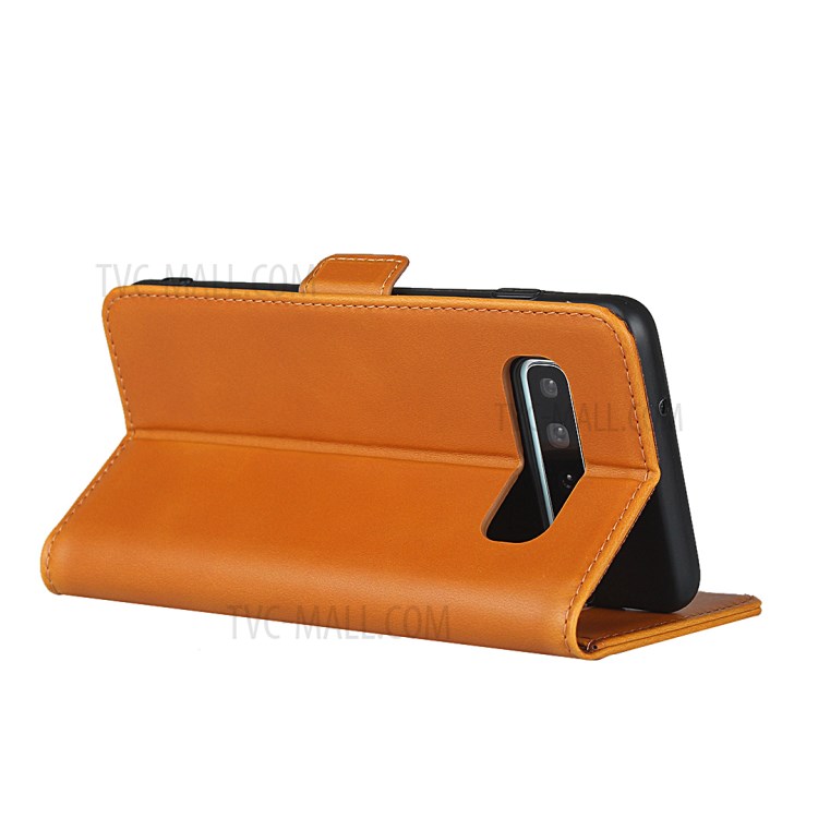 Magnet Adsorption Genuine Leather Wallet Stand Phone Casing for Samsung Galaxy S10 - Brown-5
