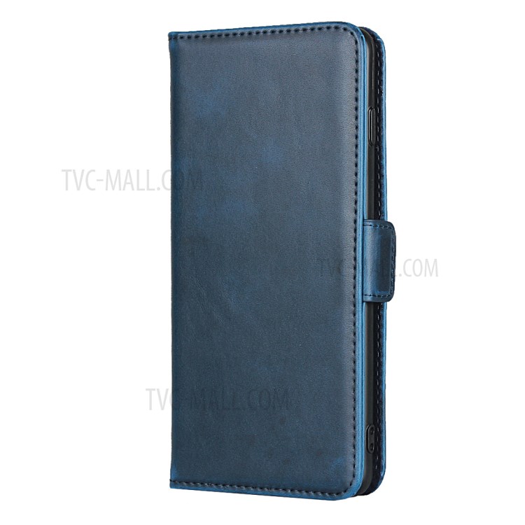 Magnet Adsorption Genuine Leather Wallet Stand Phone Casing for Samsung Galaxy S10 - Blue-2