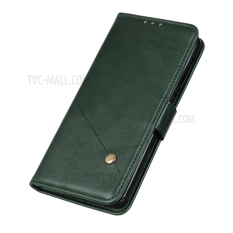 Leather Stand Case with Card Slots for Samsung Galaxy A71 - Army Green-3