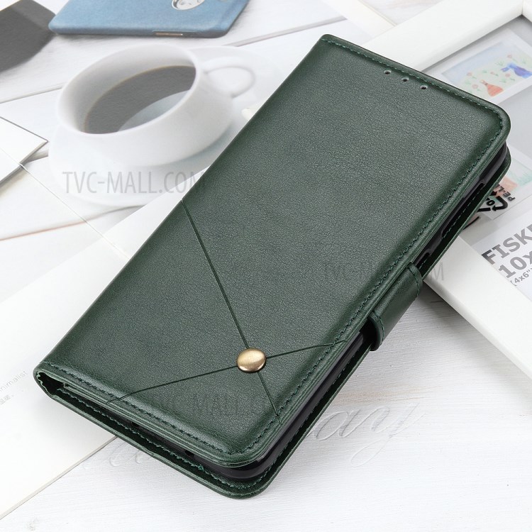 Leather Stand Case with Card Slots for Samsung Galaxy A71 - Army Green-9