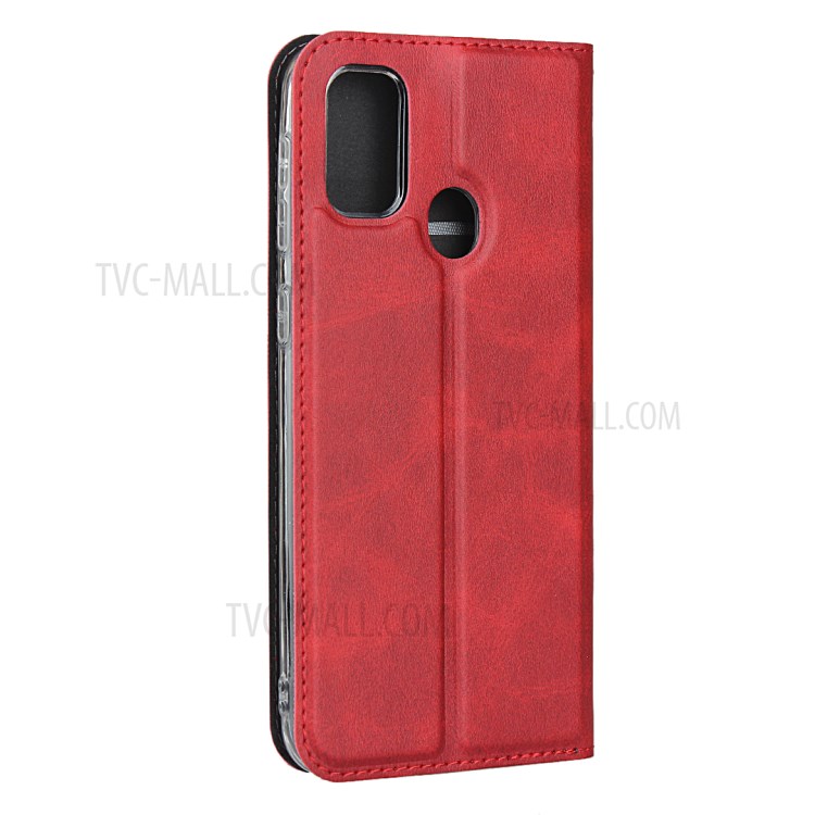 Leather Stand Case with Card Slot for Samsung Galaxy M30s/M21 - Red-4