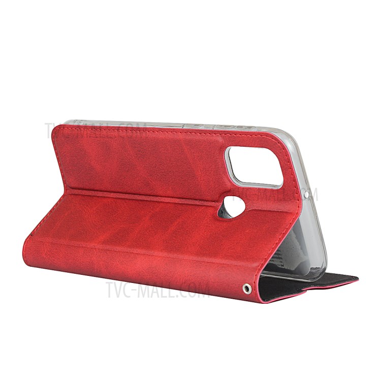 Leather Stand Case with Card Slot for Samsung Galaxy M30s/M21 - Red-5