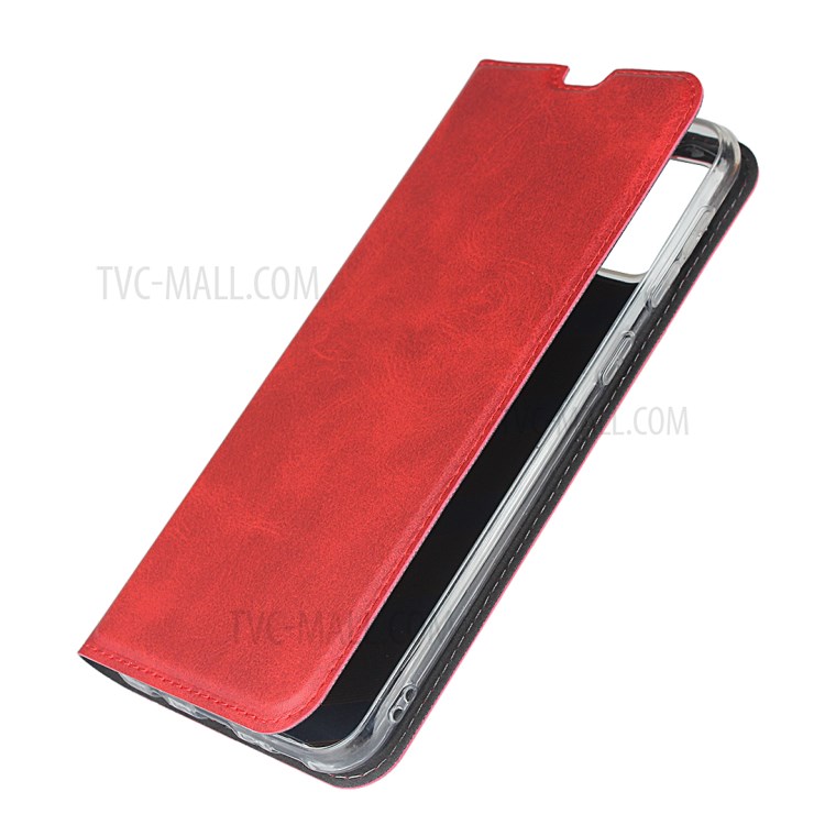 Leather Stand Case with Card Slot for Samsung Galaxy M30s/M21 - Red-7