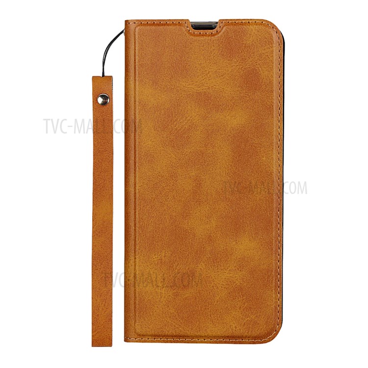 Leather Stand Case with Card Slot for Samsung Galaxy M30s/M21 - Brown-2