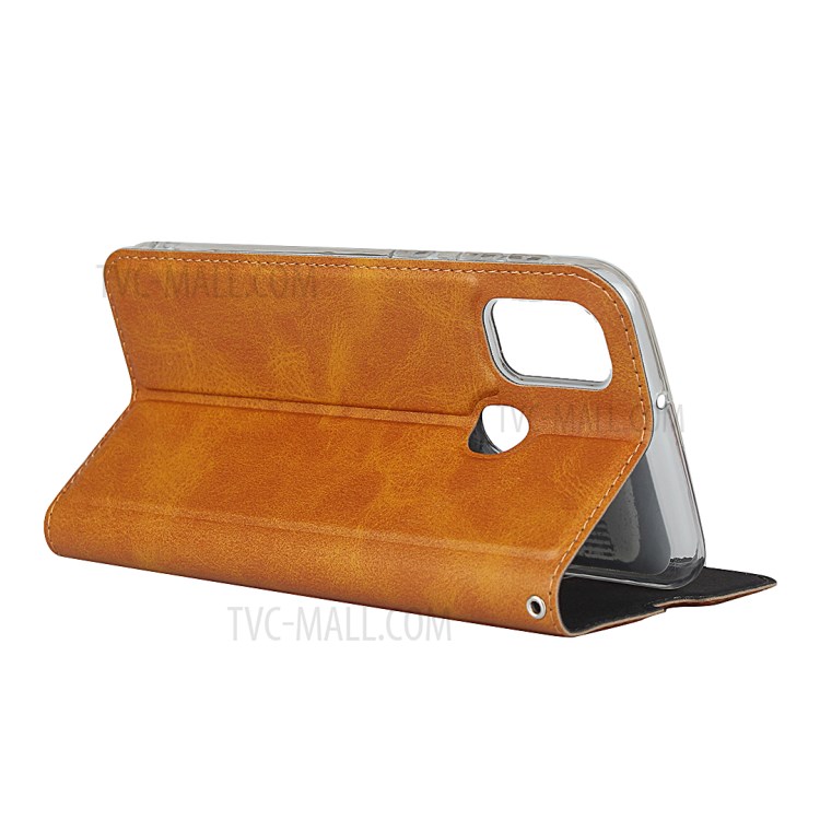 Leather Stand Case with Card Slot for Samsung Galaxy M30s/M21 - Brown-5