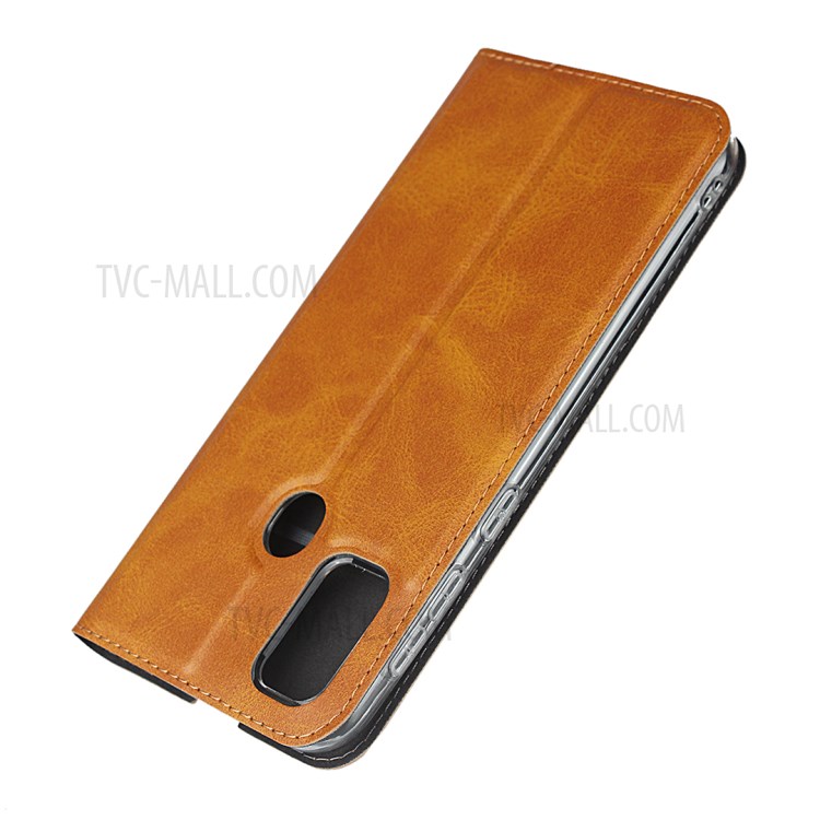 Leather Stand Case with Card Slot for Samsung Galaxy M30s/M21 - Brown-6