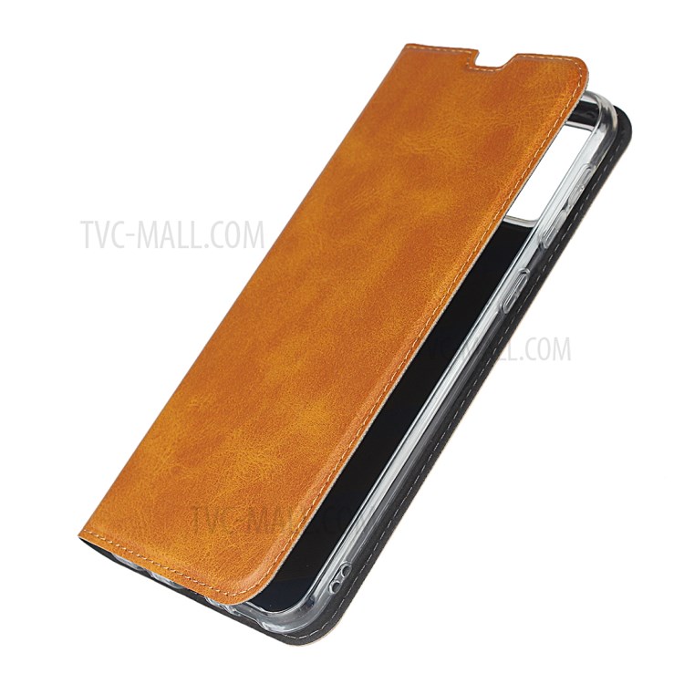 Leather Stand Case with Card Slot for Samsung Galaxy M30s/M21 - Brown-7