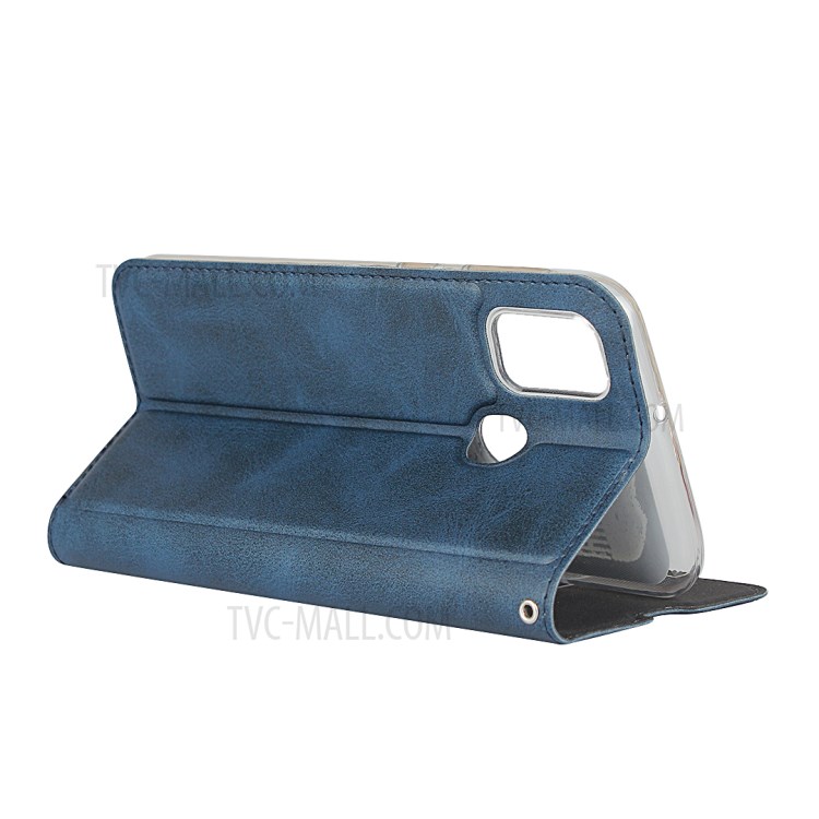 Leather Stand Case with Card Slot for Samsung Galaxy M30s/M21 - Blue-5