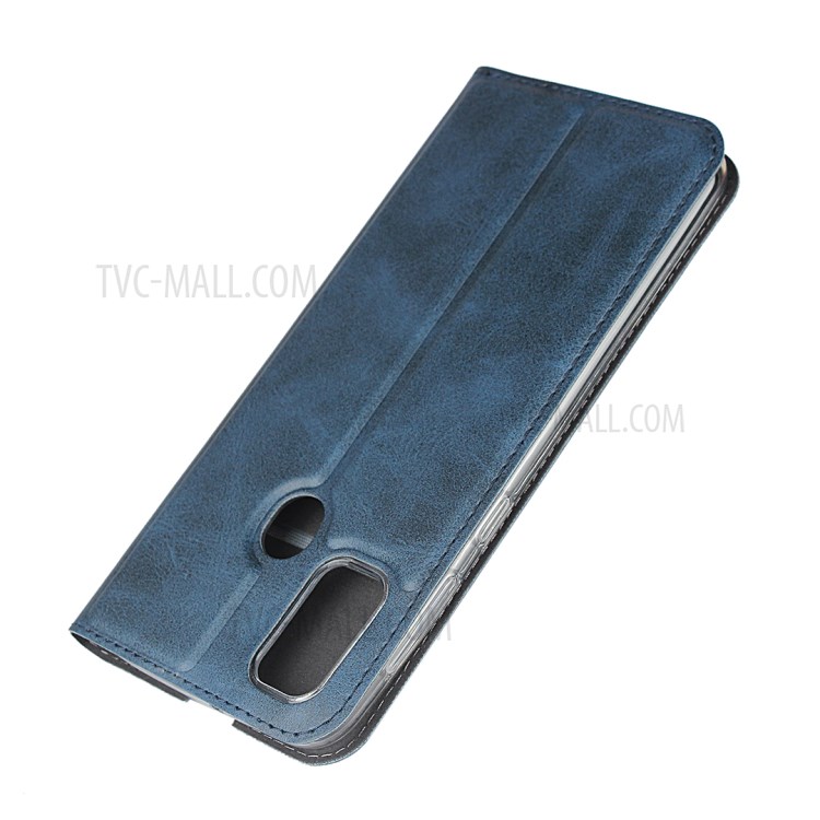 Leather Stand Case with Card Slot for Samsung Galaxy M30s/M21 - Blue-6