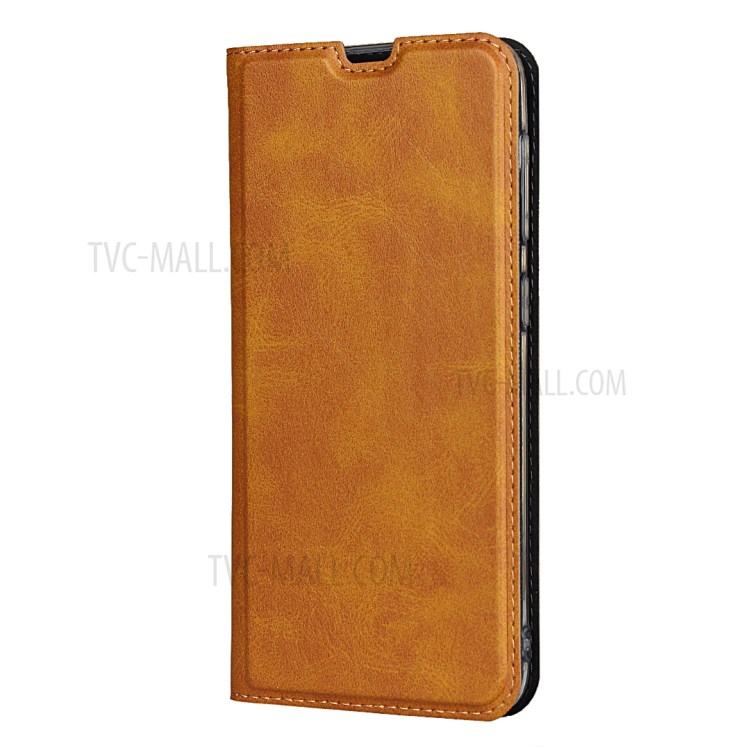 TPU+PU Stylish Leather Shell with Strap for Samsung Galaxy A10 - Brown-3