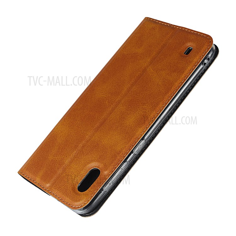 TPU+PU Stylish Leather Shell with Strap for Samsung Galaxy A10 - Brown-6