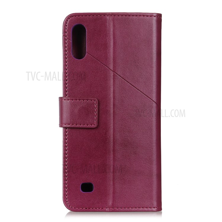 PU Leather Wallet Stand Phone Protective Casing for Samsung Galaxy A01 - Red-7
