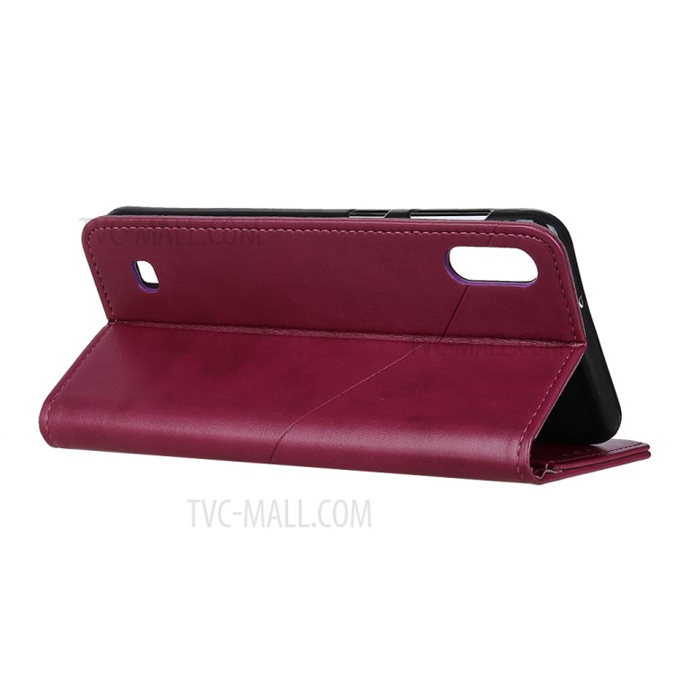 PU Leather Wallet Stand Phone Protective Casing for Samsung Galaxy A01 - Red-8