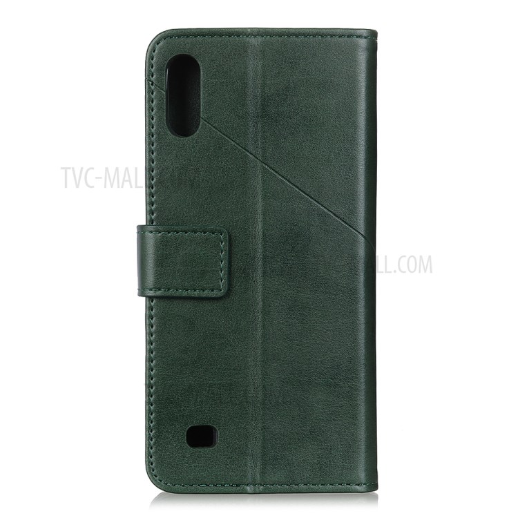 PU Leather Wallet Stand Phone Protective Casing for Samsung Galaxy A01 - Green-7