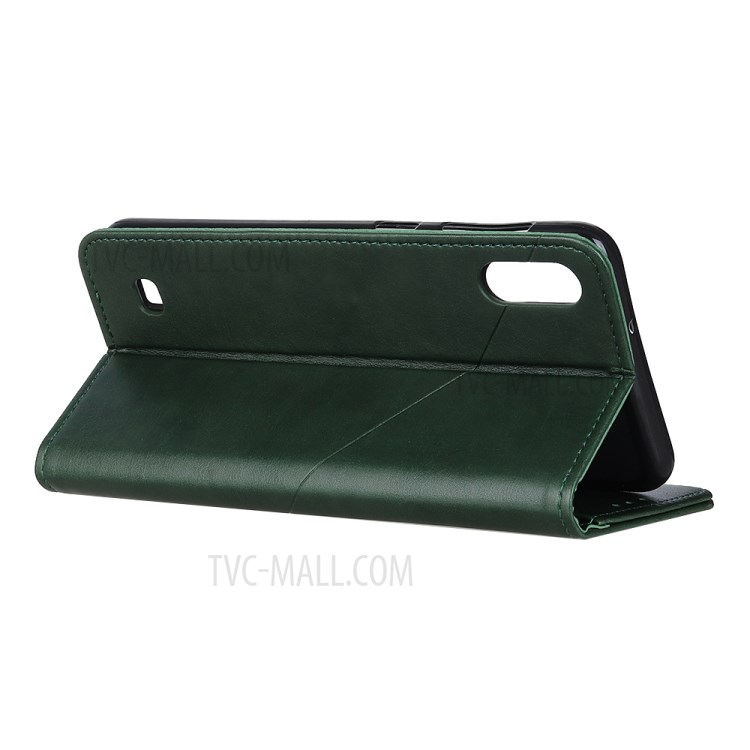 PU Leather Wallet Stand Phone Protective Casing for Samsung Galaxy A01 - Green-8