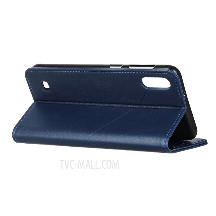 PU Leather Wallet Stand Phone Protective Casing for Samsung Galaxy A01 - Blue-8