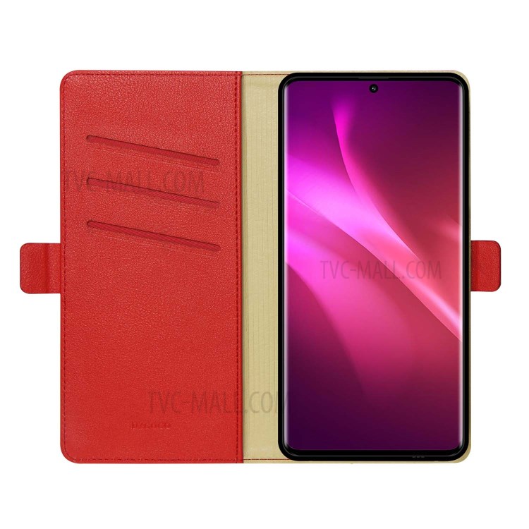 DZGOGO Milo Series Leather Wallet Protective Case for Samsung Galaxy S20 - Red-3