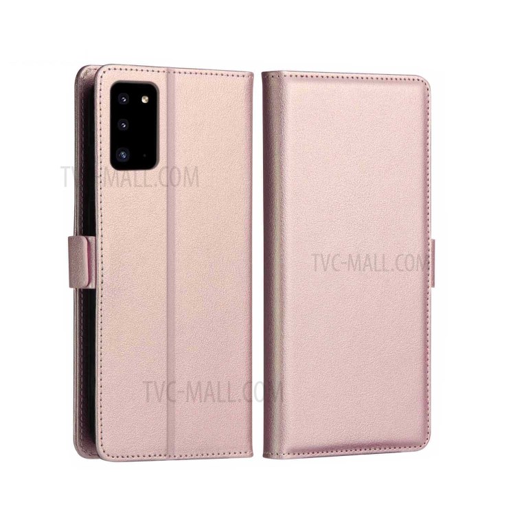 DZGOGO Milo Series Leather Wallet Protective Case for Samsung Galaxy S20 - Rose Gold-1