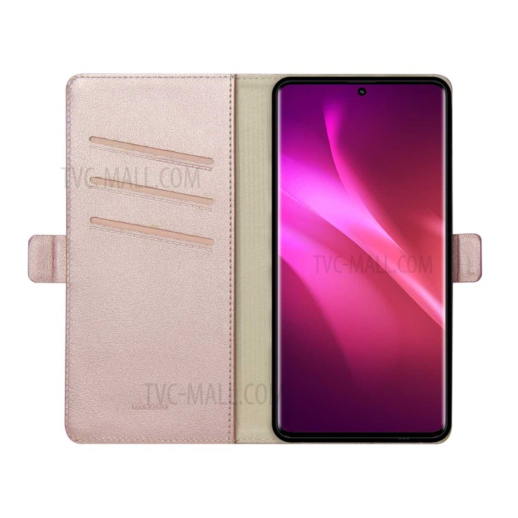 DZGOGO Milo Series Leather Wallet Protective Case for Samsung Galaxy S20 - Rose Gold-3