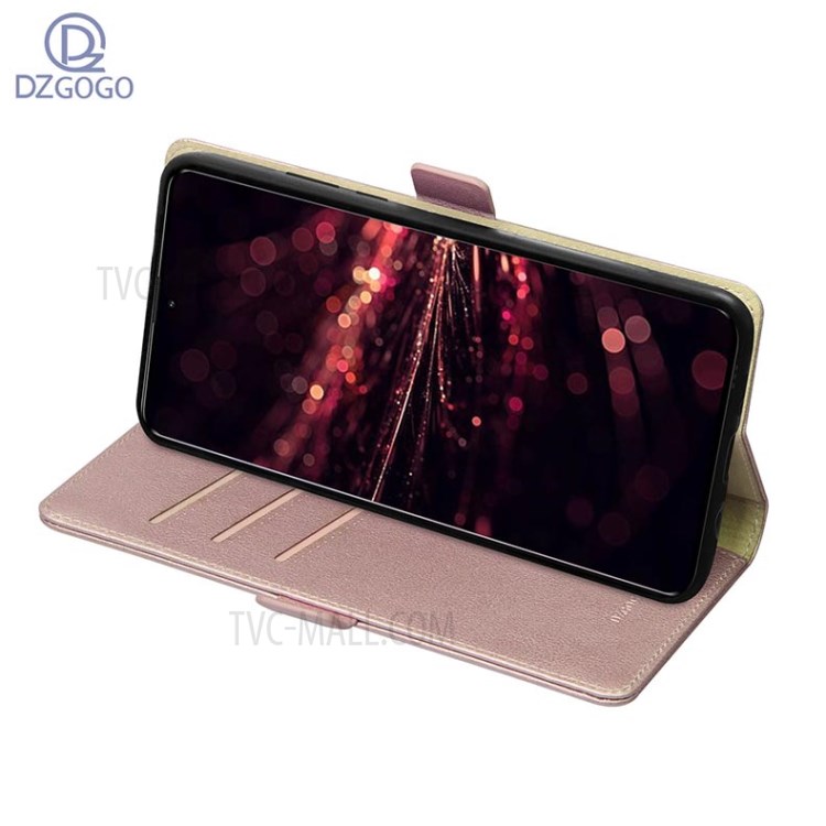 DZGOGO Milo Series Leather Wallet Protective Cover for Samsung Galaxy A51 - Rose Gold-4