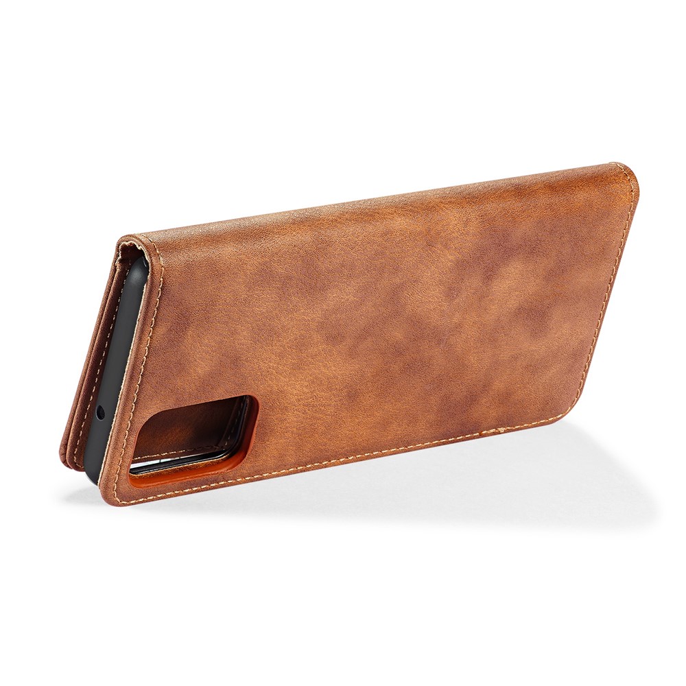 DG.MING Detachable 2-in-1 Split Leather Wallet Shell + PC Back Case for Samsung Galaxy S20 Plus - Brown-6
