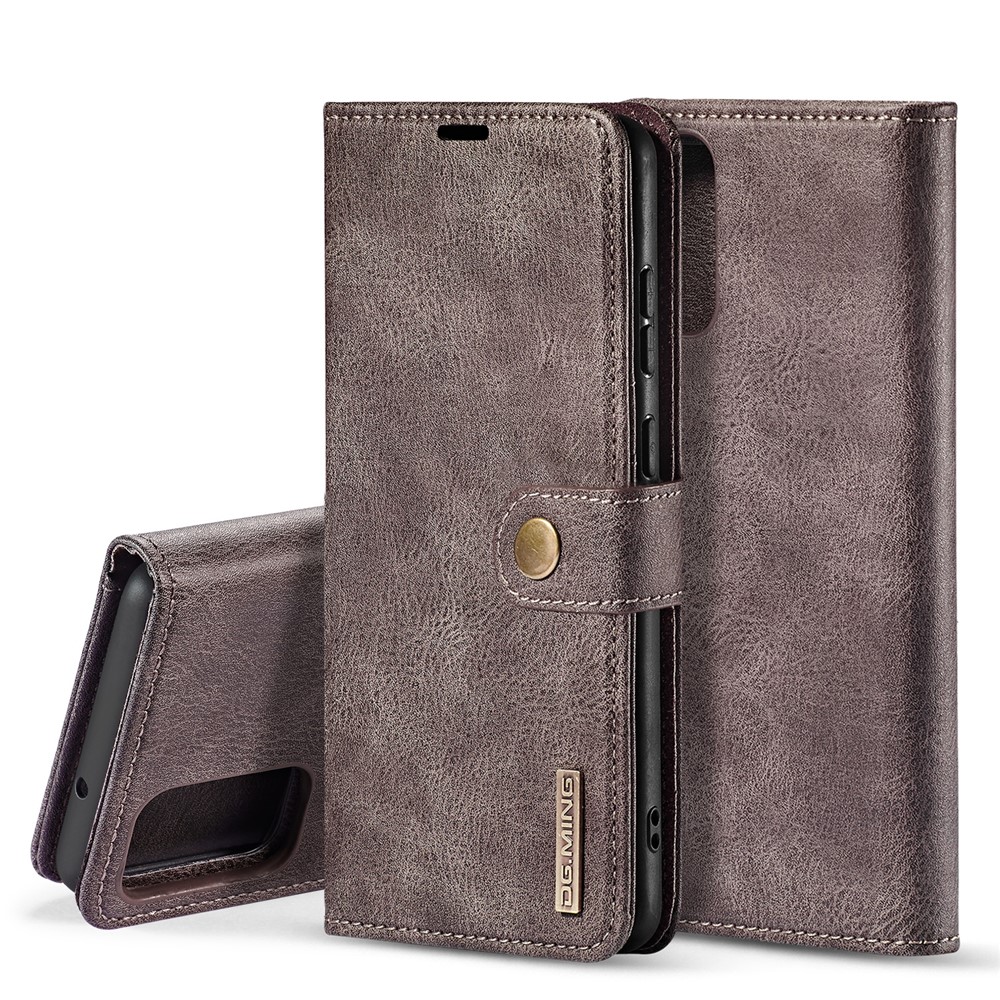 DG.MING Detachable 2-in-1 Split Leather Wallet Shell + PC Back Case for Samsung Galaxy S20 Plus - Grey-1