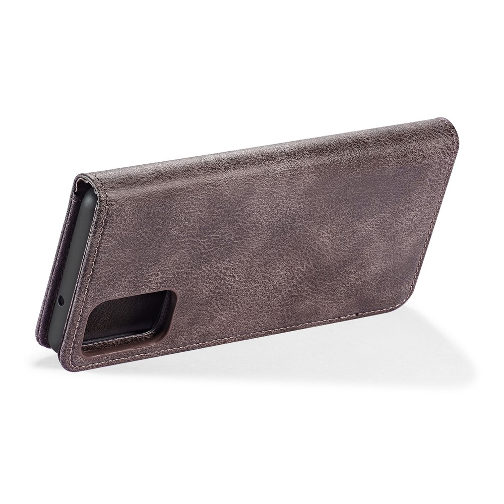 DG.MING Detachable 2-in-1 Split Leather Wallet Shell + PC Back Case for Samsung Galaxy S20 Plus - Grey-6