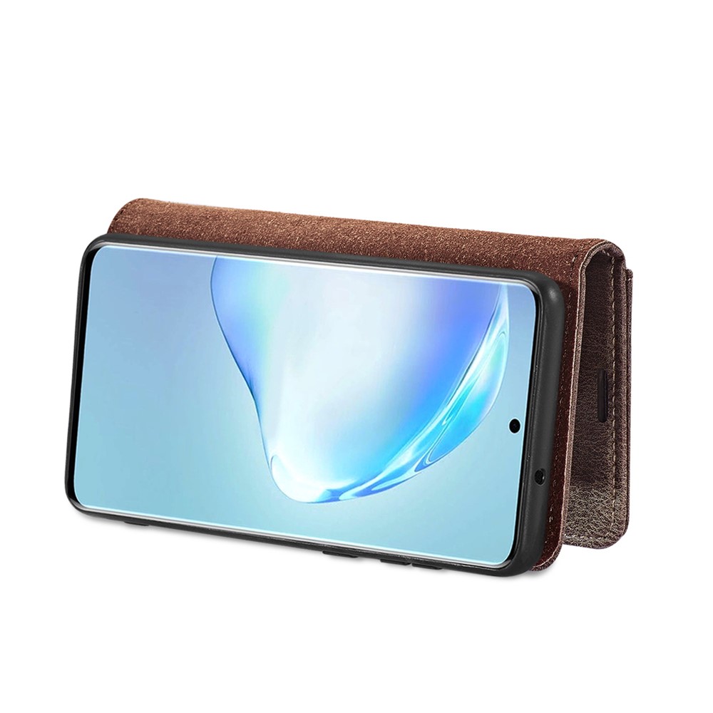 DG.MING Detachable 2-in-1 Split Leather Wallet Shell + PC Back Case for Samsung Galaxy S20 Plus - Grey-7
