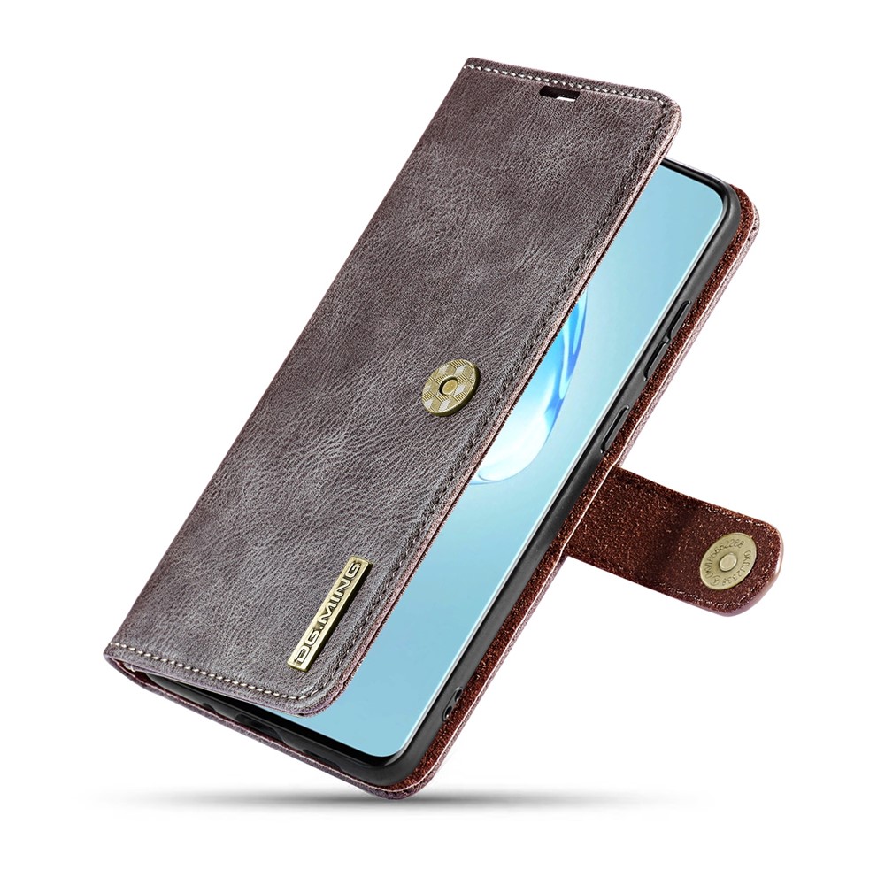 DG.MING Detachable 2-in-1 Split Leather Wallet Shell + PC Back Case for Samsung Galaxy S20 Plus - Grey-8