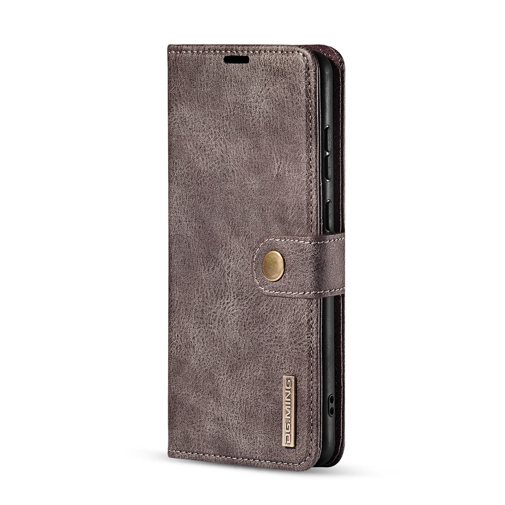 DG.MING Detachable 2-in-1 Split Leather Wallet Shell + PC Back Case for Samsung Galaxy S20 - Grey-3