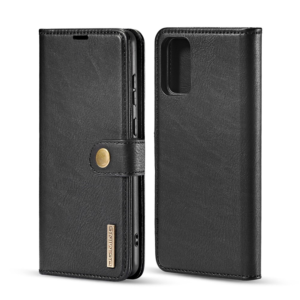 DG.MING Detachable 2-in-1 Split Leather Wallet Shell + PC Back Case for Samsung Galaxy S20 Ultra - Black-2