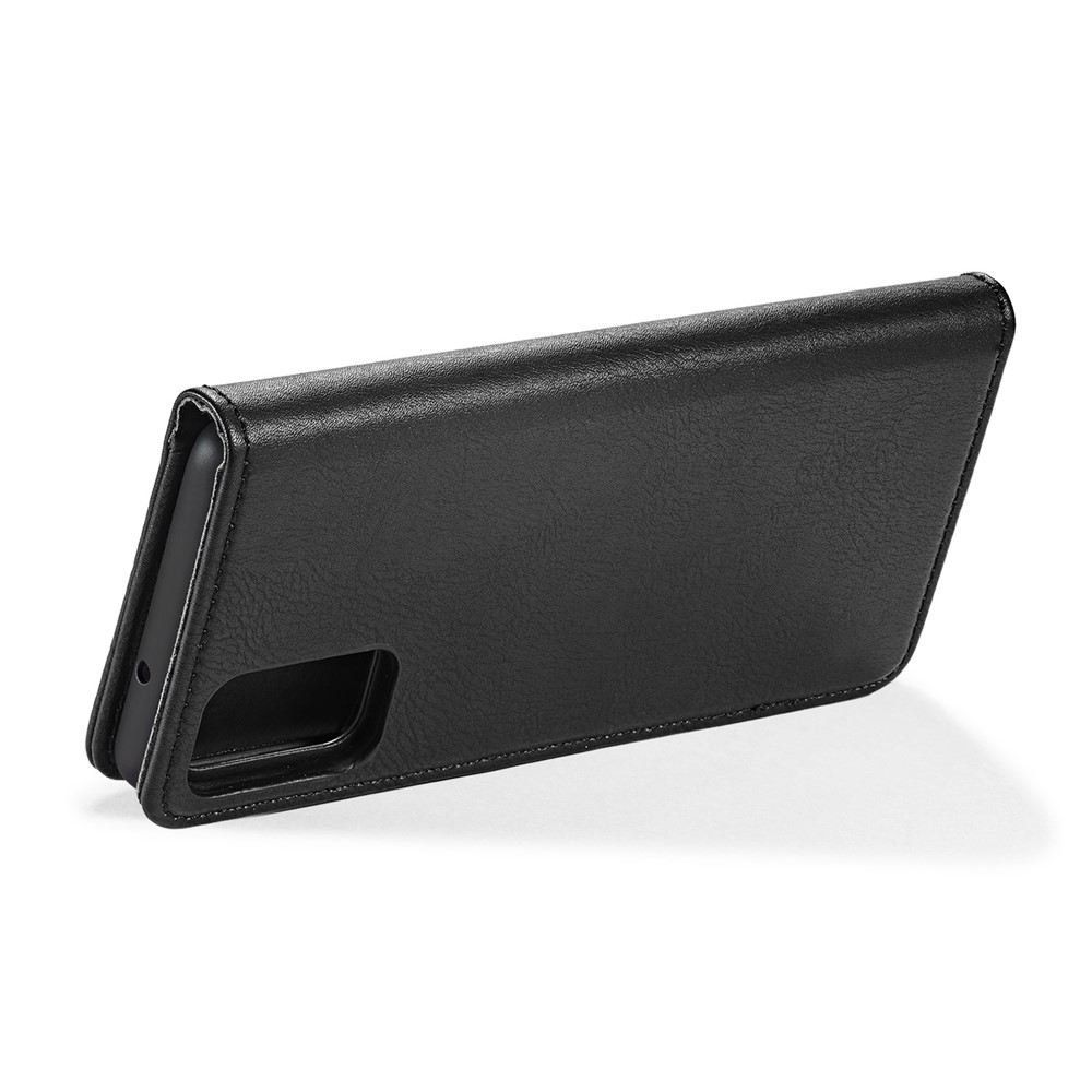 DG.MING Detachable 2-in-1 Split Leather Wallet Shell + PC Back Case for Samsung Galaxy S20 Ultra - Black-6