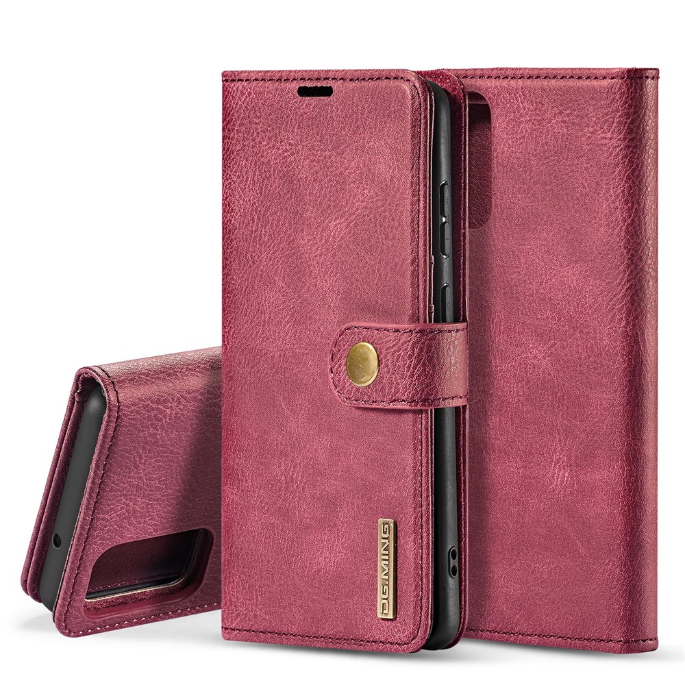 DG. Caso MING Desmontable 2-in-1 Dividida Carpeta De Cuero Shell + Back PC Para La Galaxia S20 De Ultra - Rojo-1