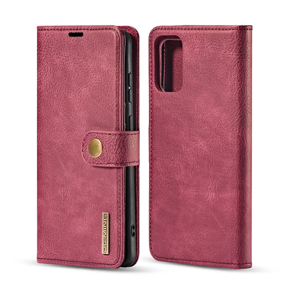 DG. Caso MING Desmontable 2-in-1 Dividida Carpeta De Cuero Shell + Back PC Para La Galaxia S20 De Ultra - Rojo-2
