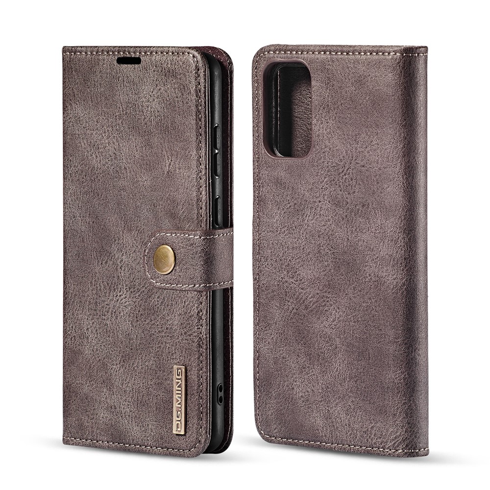 Dg. Ming Desmontable 2-en-1 Billetera De Cuero Split Shell + PC Funda Trasera Para Samsung Galaxy S20 Ultra - Gris