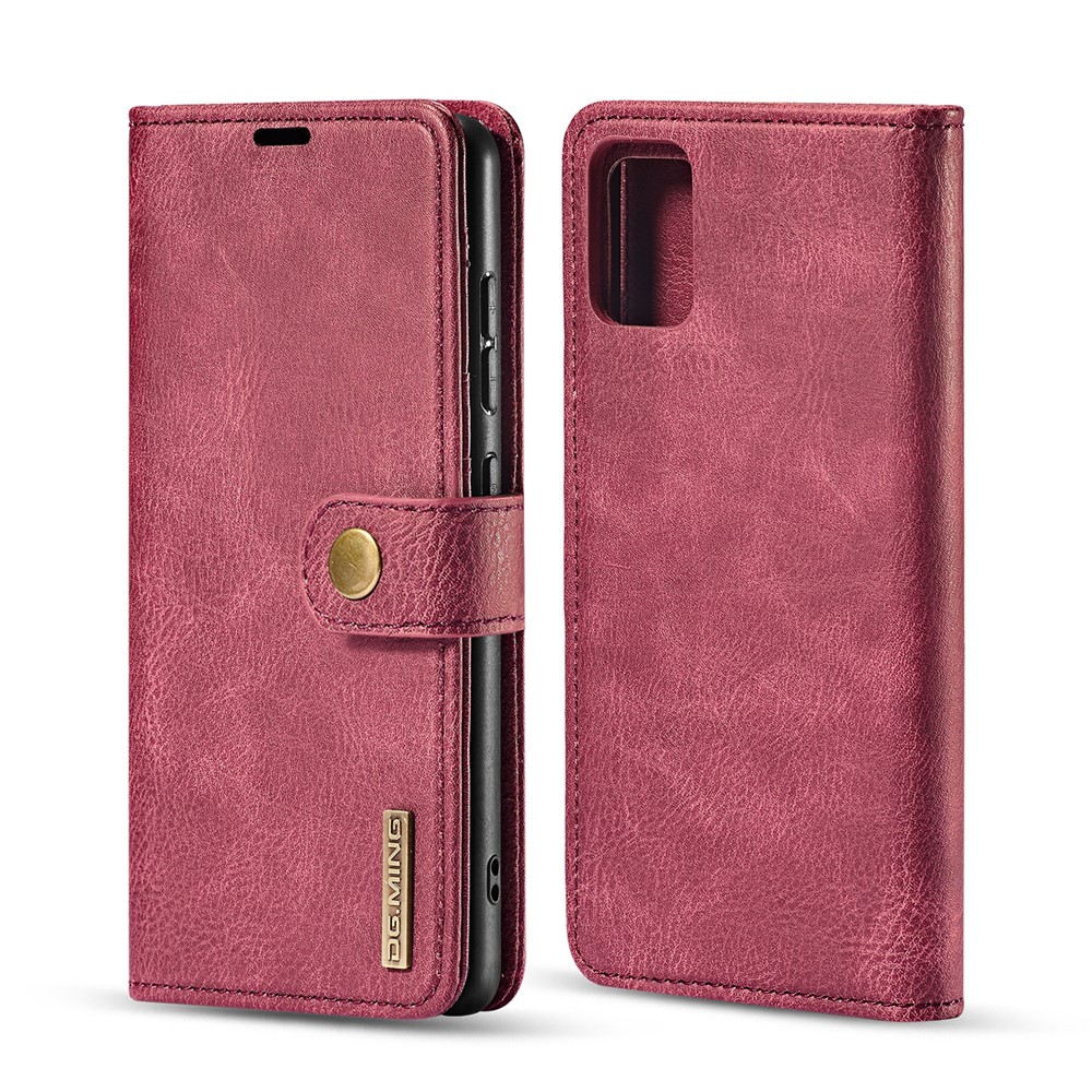 DG.MING Detachable 2-in-1 Split Leather Wallet Cover + PC Back Case for Samsung Galaxy A71 - Red-2