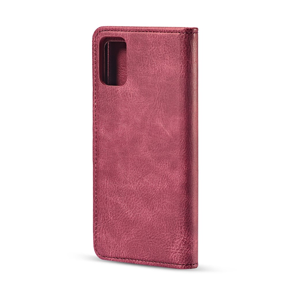 DG.MING Detachable 2-in-1 Split Leather Wallet Cover + PC Back Case for Samsung Galaxy A71 - Red-4