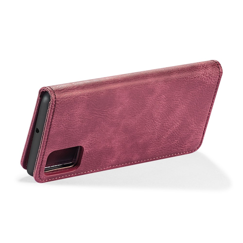 DG.MING Detachable 2-in-1 Split Leather Wallet Cover + PC Back Case for Samsung Galaxy A71 - Red-6