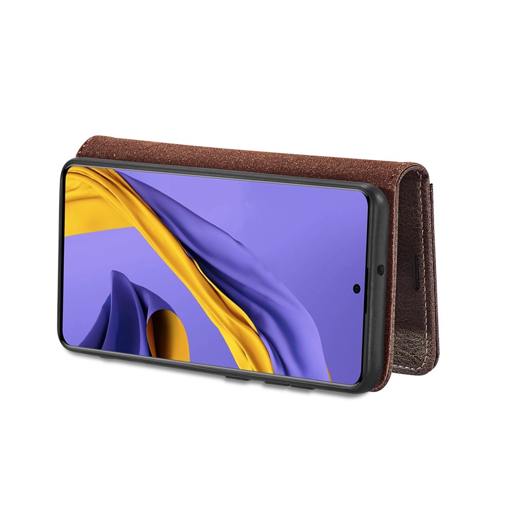 Dg. Ming Pour Samsung Galaxy A71 Détachable 2-en-1 Couvercle de Portefeuille en Cuir Divisé 2 en 1 + Étui Arrière PC - Gris