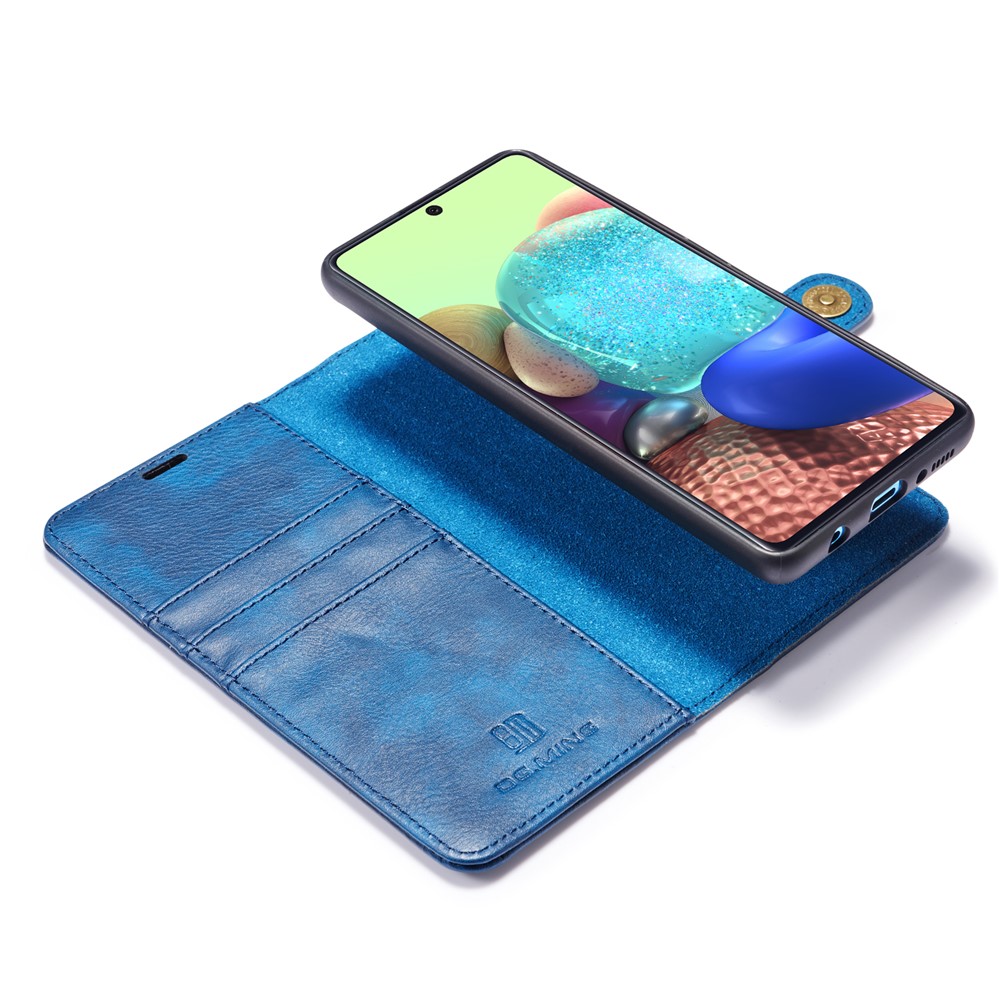 DG.MING Detachable 2-in-1 Split Leather Wallet Cover + PC Back Case for Samsung Galaxy A71 - Blue-10