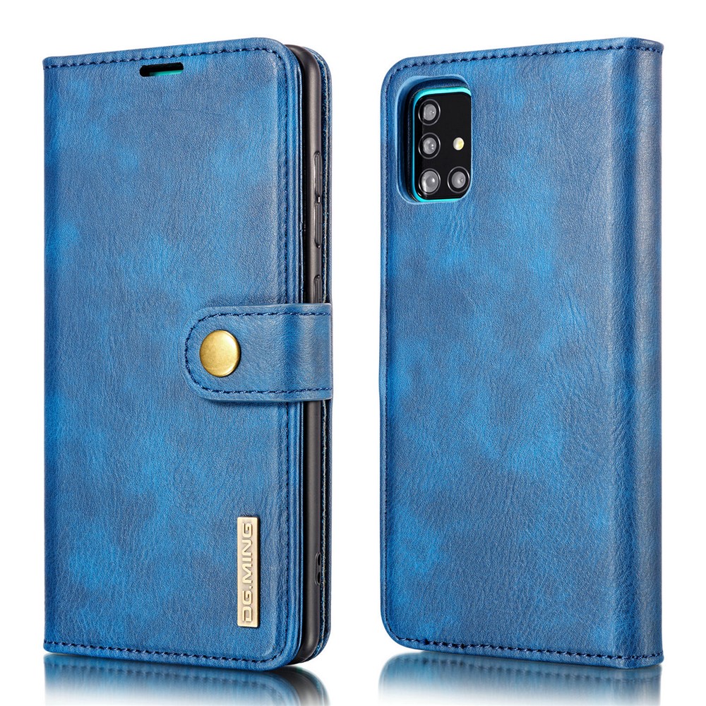 DG.MING Detachable 2-in-1 Split Leather Wallet Cover + PC Back Case for Samsung Galaxy A71 - Blue-2