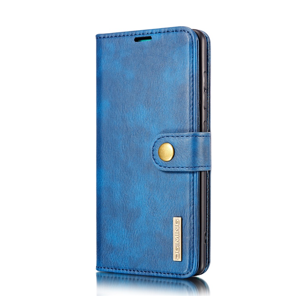 DG.MING Detachable 2-in-1 Split Leather Wallet Cover + PC Back Case for Samsung Galaxy A71 - Blue-3