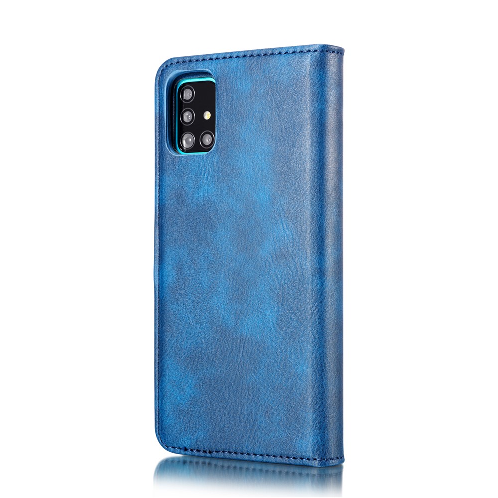 DG.MING Detachable 2-in-1 Split Leather Wallet Cover + PC Back Case for Samsung Galaxy A71 - Blue-4
